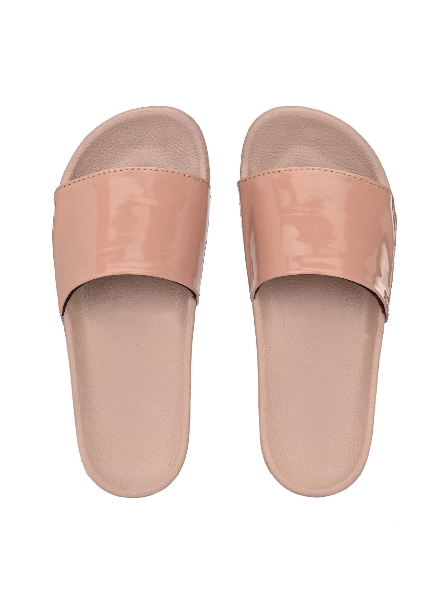 BUCIK Women's Pinkish Nude Slip-On Casual Sliders