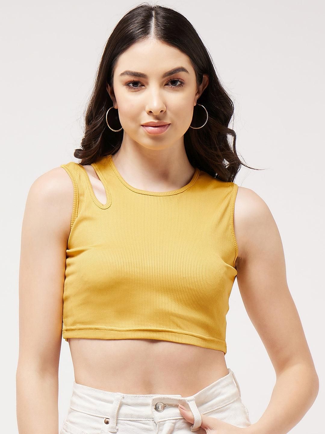 The POSH Shoulder Cut-Out Rib Crop Top