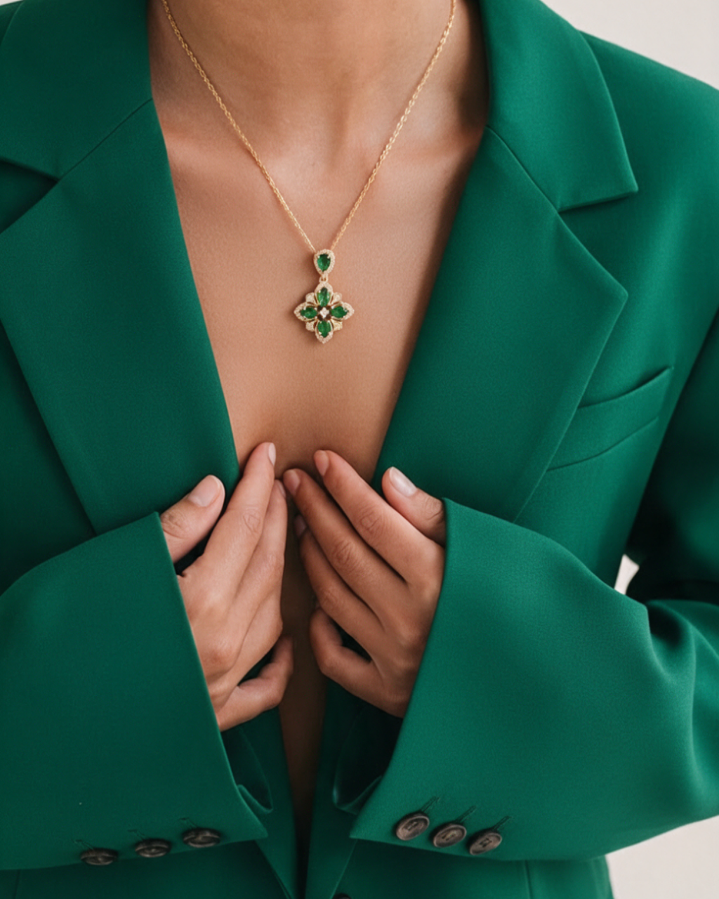 Emerald Krystal Rose Gold Pendant