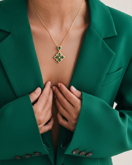 Emerald Krystal Rose Gold Pendant