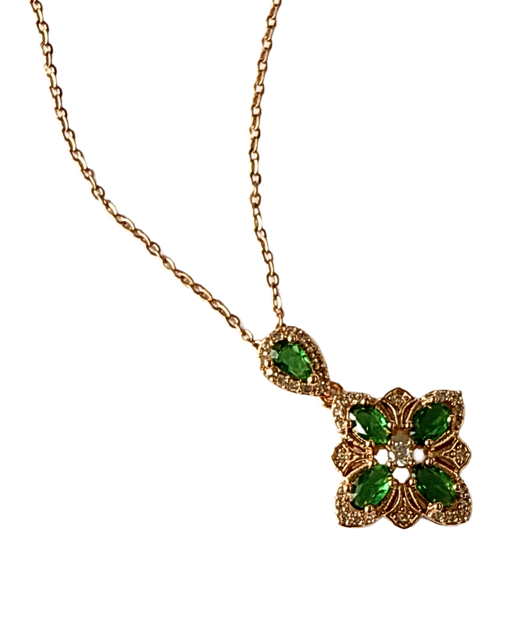 Emerald Krystal Rose Gold Pendant