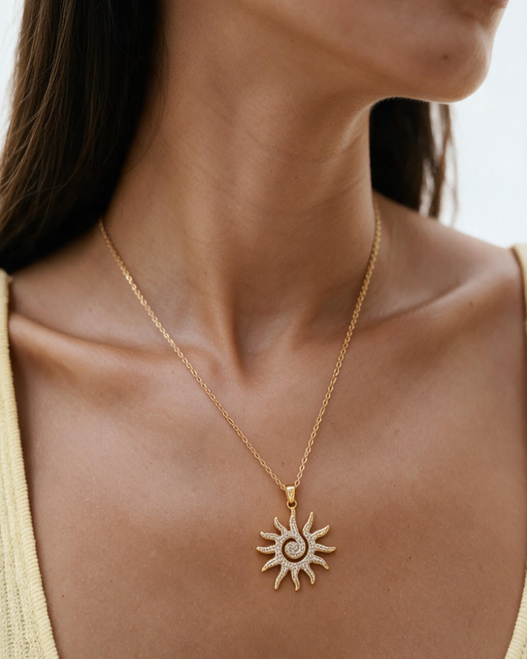 Solaire Krystal Gold Pendant
