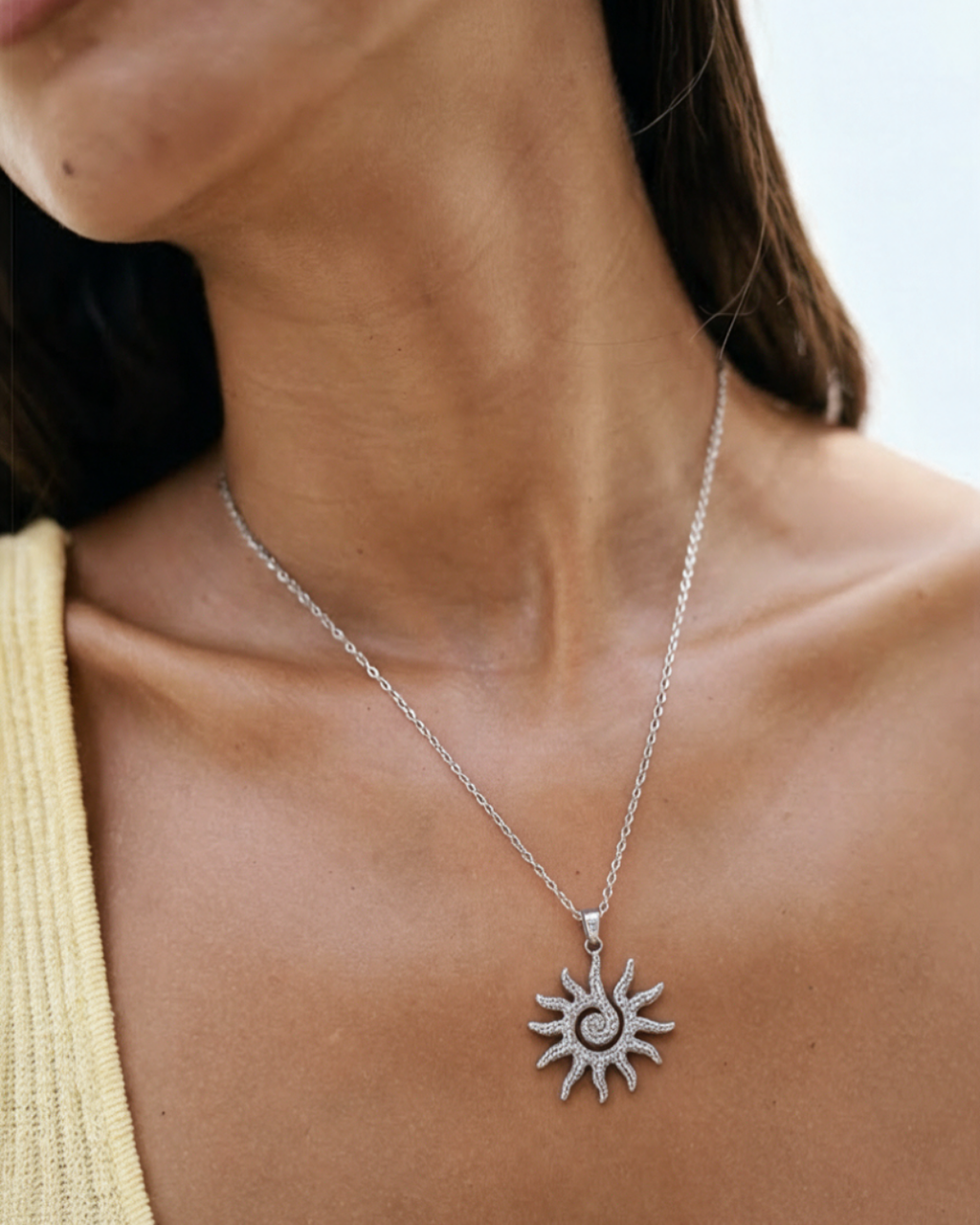 Solaire Krystal Silver Pendant