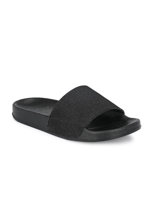BUCIK Women's Black Slip-On Casual Sliders